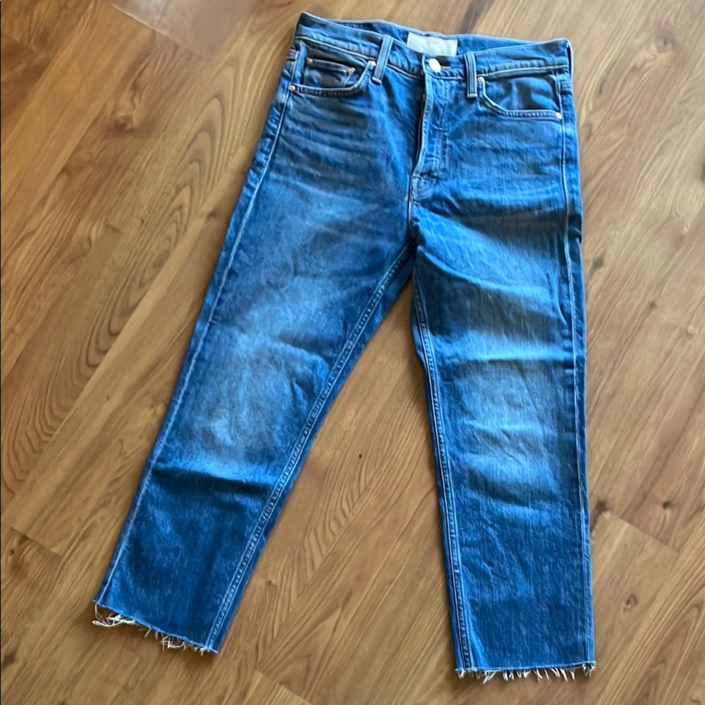 MOTHER Blue Ankle Cropped Jeans